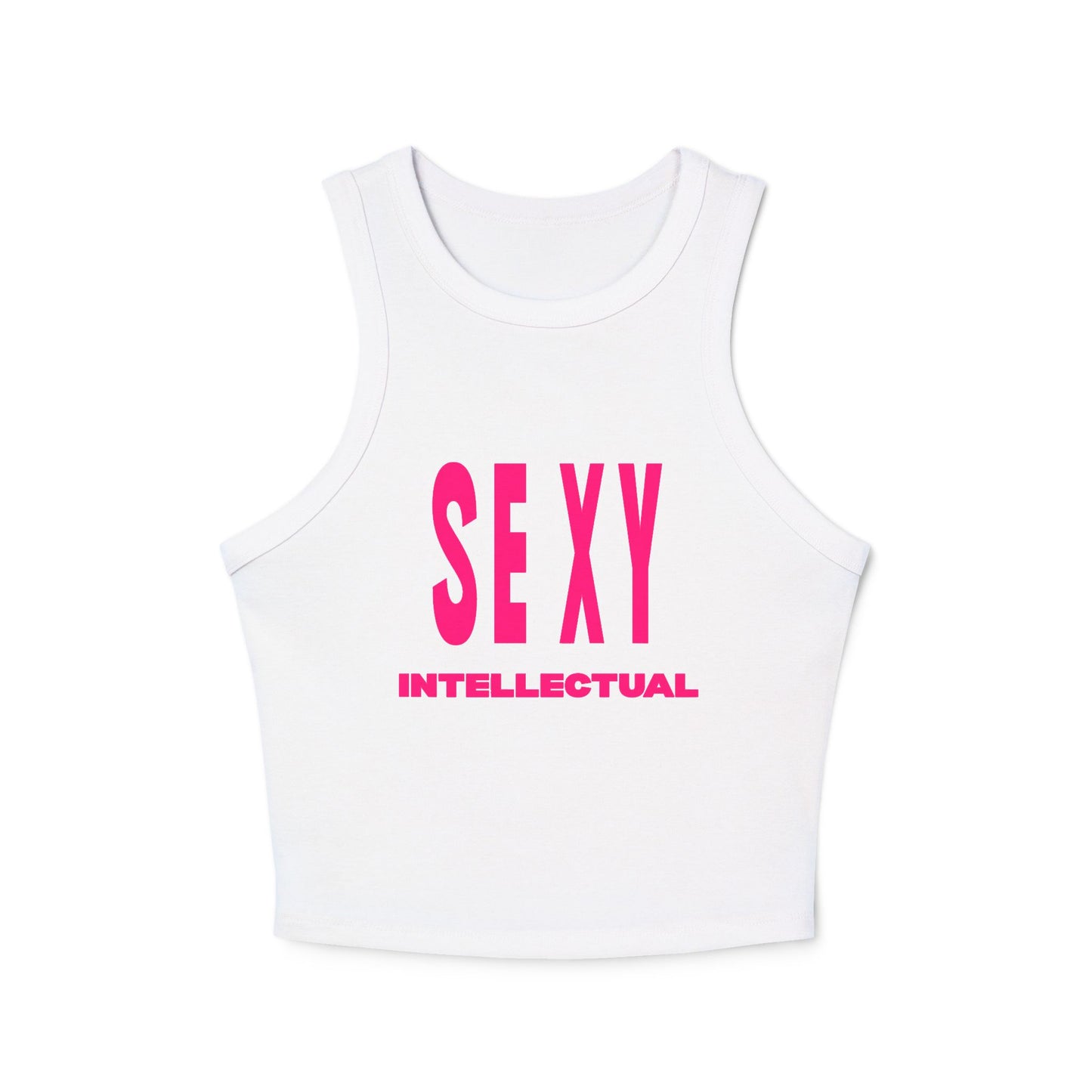 Sexy Intellectual Camp Bimbo Racer Tank Top — Women's Graphic Crop Tank
