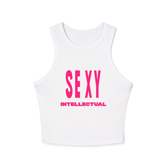 Sexy Intellectual Camp Bimbo Racer Tank Top — Women's Graphic Crop Tank