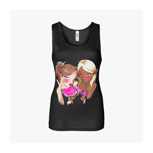 Camp Bimbo Cartoon Girls Graphic Tank Top — Best Friends Summer Ribbed Tank