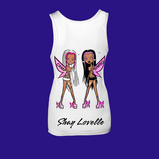 Camp Bimbo Fairy Tank Top — Cute Retro Doll Graphic Women's Rib Tank