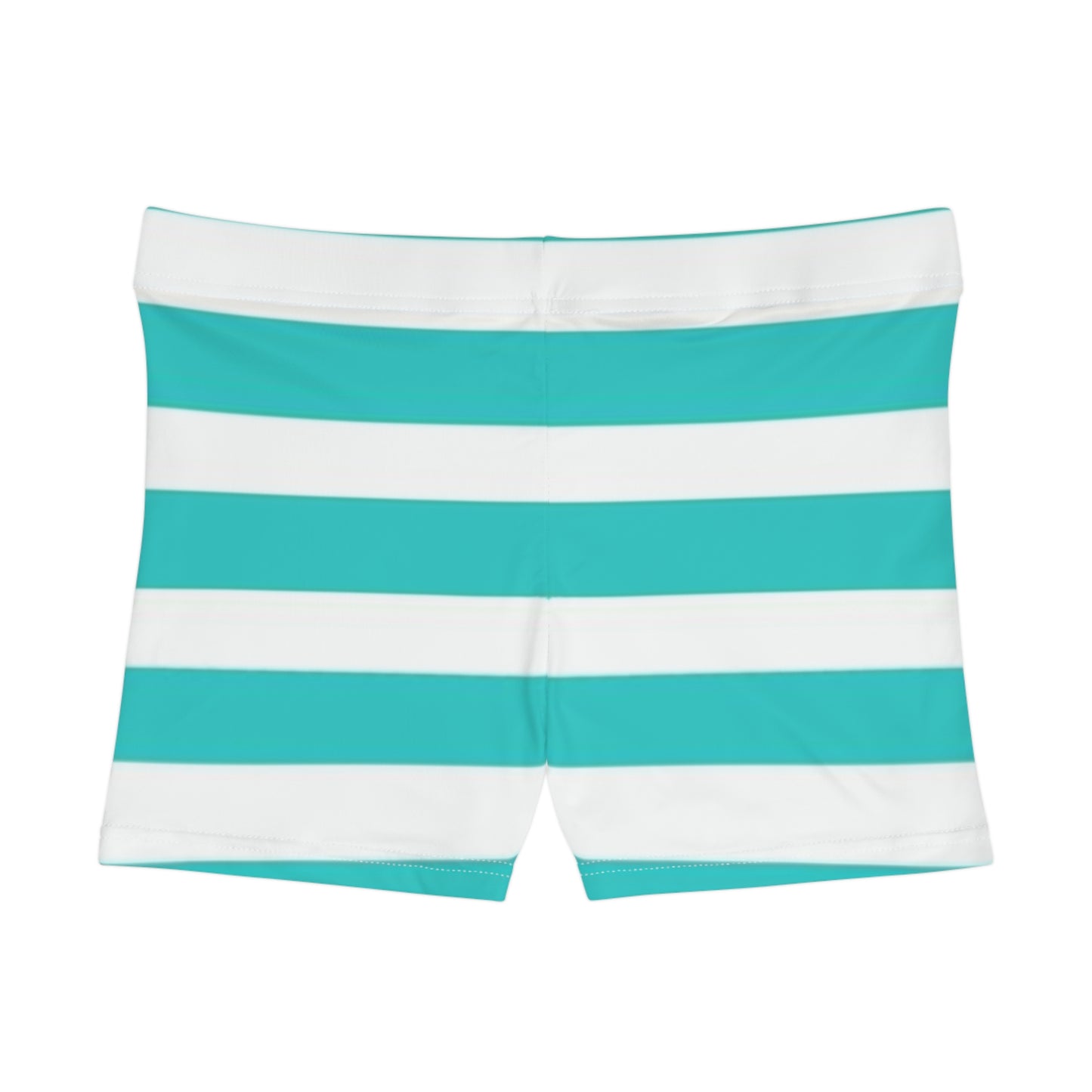 Turquoise & White Striped Women's Shorts