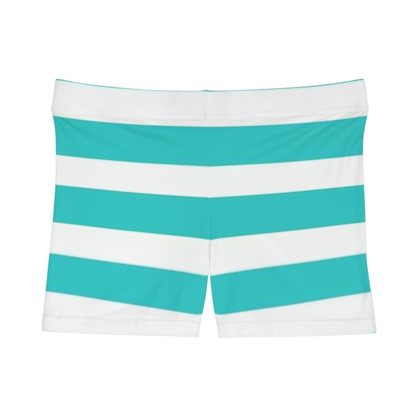 Turquoise & White Striped Women's Shorts