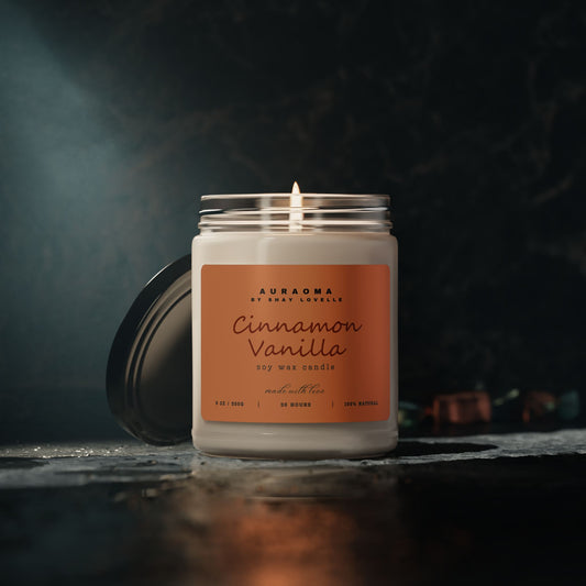 Cinnamon Vanilla Soy Candle — 9oz Scented Jar