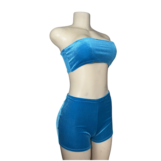 Sorbet Velvor 2 Piece Short Set- Blue Raspberry