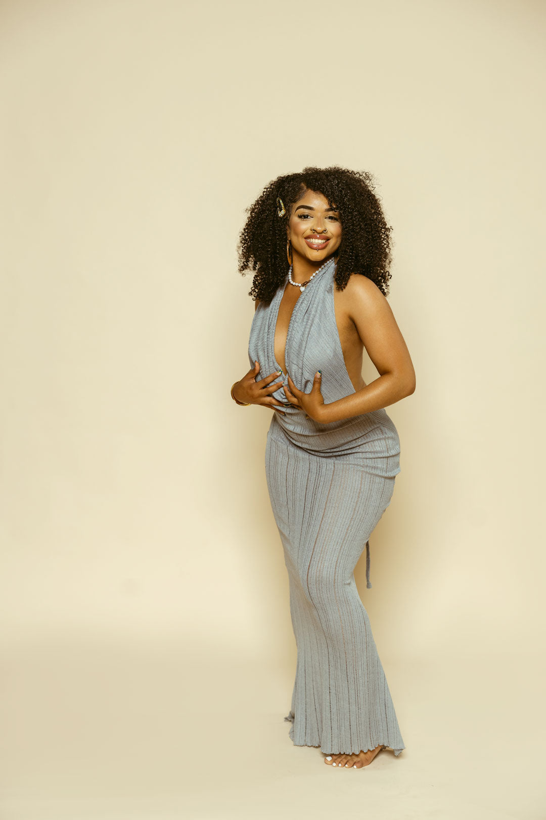 ''IRIDESSA''  Cowl Neck Beach Dress