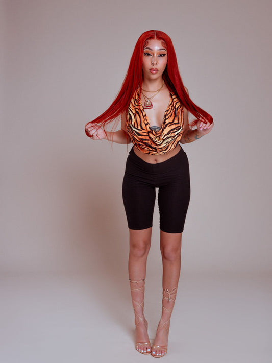 Cant Be Tamed- Cowl Neck Backless Draped Top