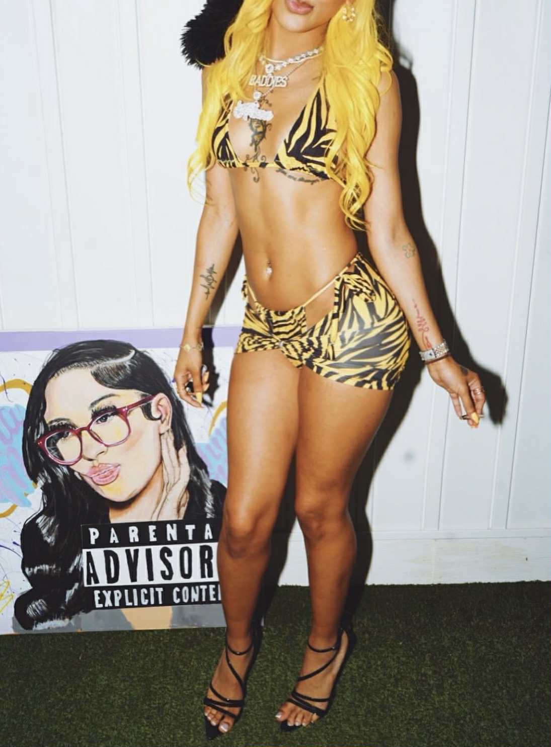 "WILD CHILD" 3 piece yellow zebra swimsuit