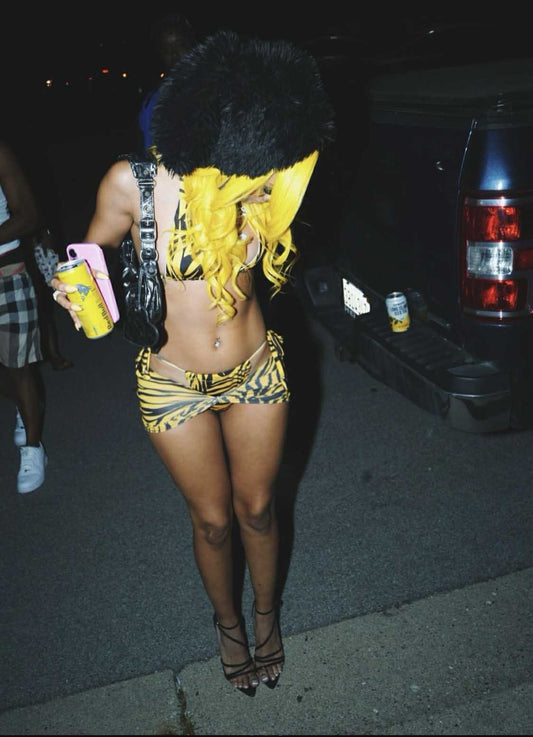 "WILD CHILD" 3 piece yellow zebra swimsuit